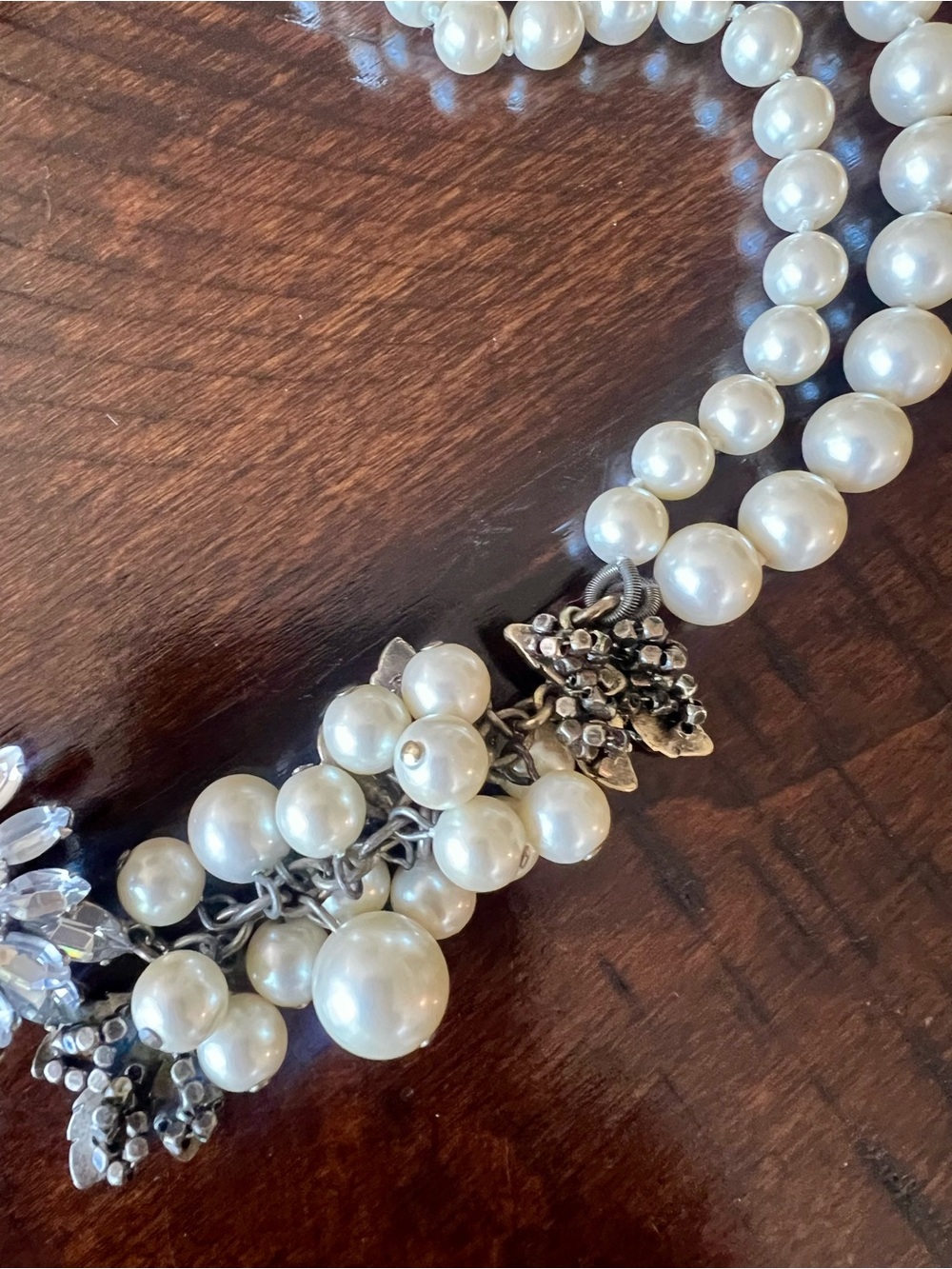 J.Crew Pearl Crystal Floral Statement Necklace Gold Tone Bridal - Picture 4 of 7